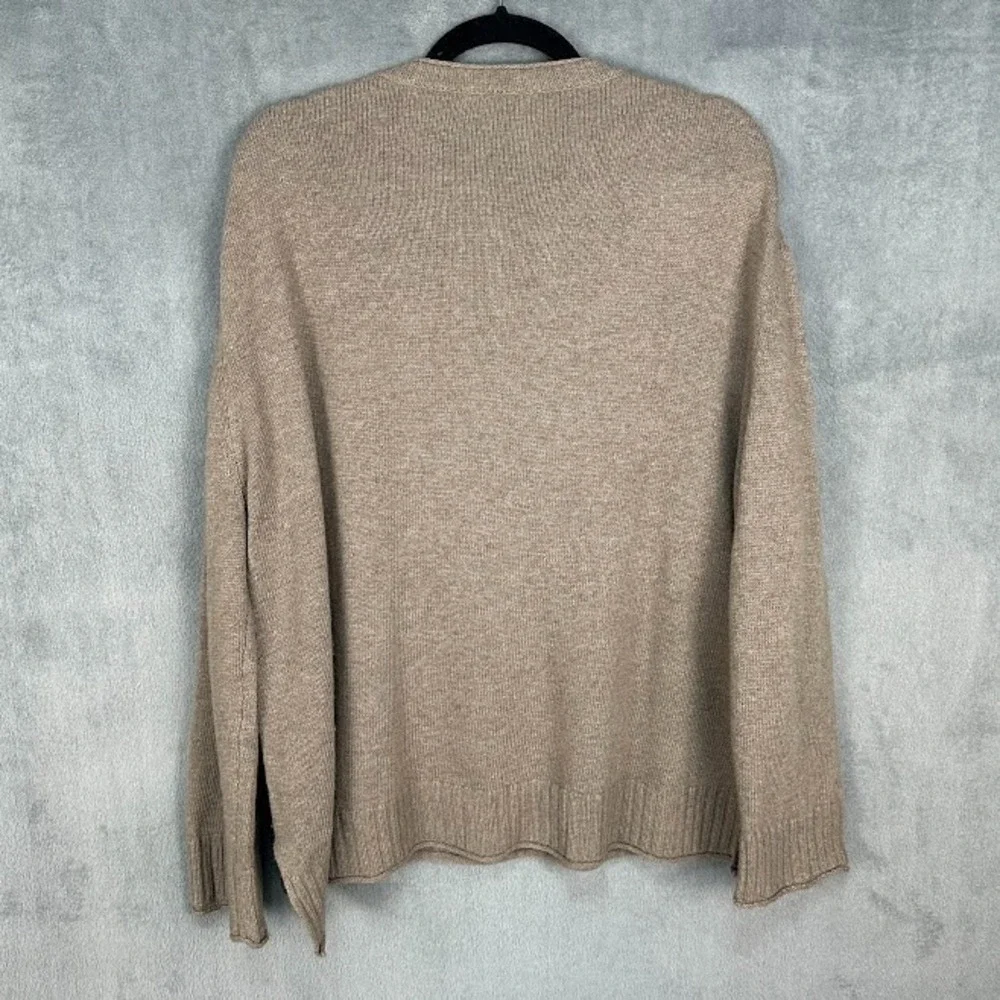 Jenni Kayne Everyday Sweater Womens 2X Brown Wool Cashmere Blend Quiet Luxury
